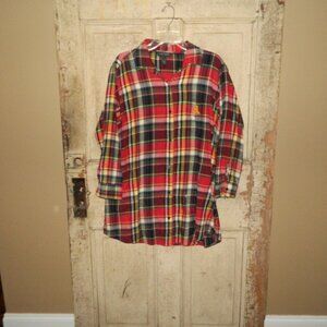 Lauren Ralph Lauren Plaid PJ Night Gown Night Shirt Size L (E-17)